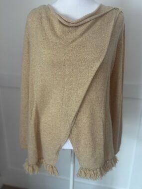 Lilly Pulitzer Beige Cashmere Fringe Hem Sweater size XS in fair shape